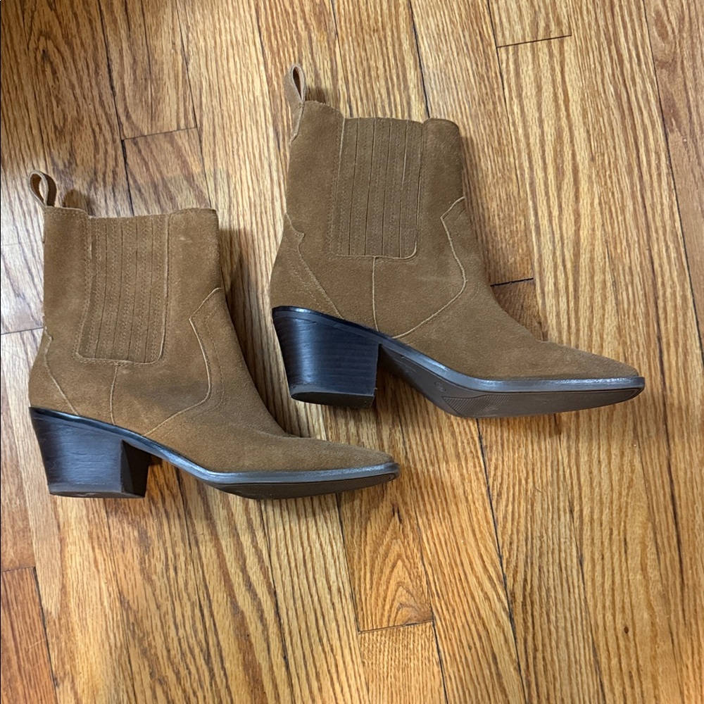Crown vintage tan genuine suede western boots sz 8